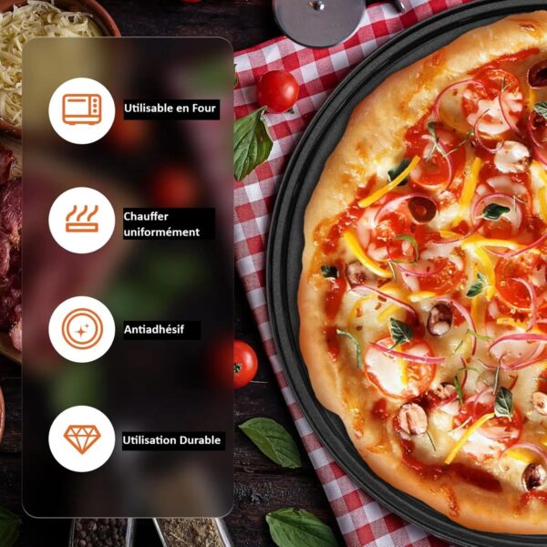 Plateau à Pizza Rond Antiadhésif avec Trous pour Cuisson Croustillante