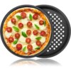 Plateau à Pizza Rond Antiadhésif avec Trous pour Cuisson Croustillante