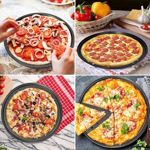 Plateau à Pizza Rond Antiadhésif avec Trous pour Cuisson Croustillante