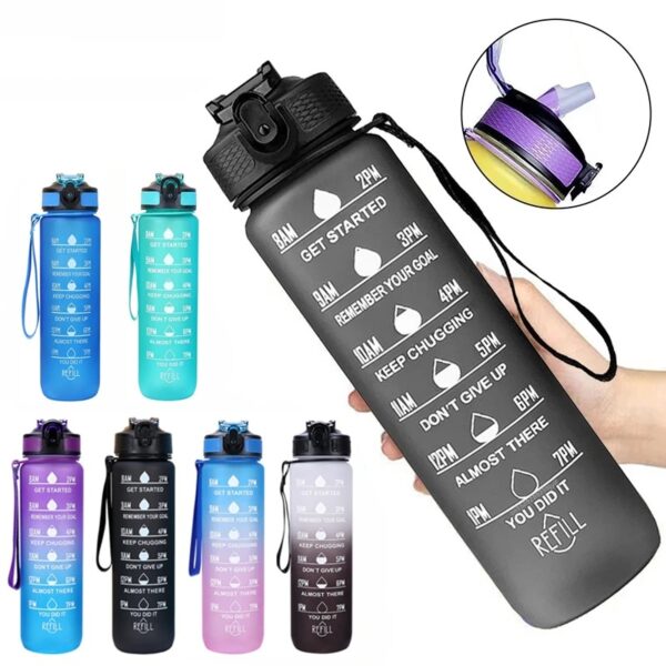 Bouteille de Sport Graduée avec Paille (600/750/1000ML)