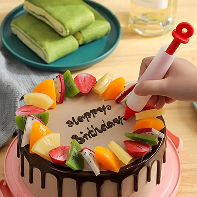Stylo d'écriture alimentaire en Silicone, outils de décoration de chocolat, moule à gâteau, tasse de crème, biscuits, glaçage, douilles de pâtisserie, accessoires de cuisine