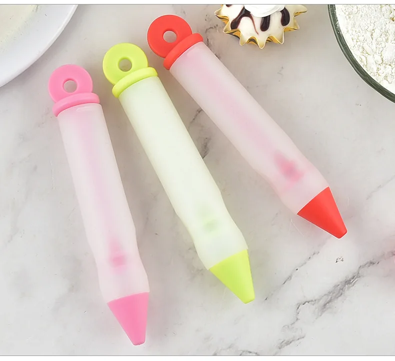 Stylo d'écriture alimentaire en Silicone, outils de décoration de chocolat, moule à gâteau, tasse de crème, biscuits, glaçage, douilles de pâtisserie, accessoires de cuisine