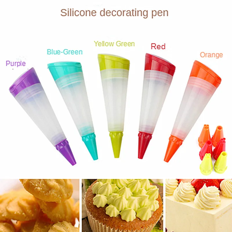 Stylo d'écriture alimentaire en Silicone, outils de décoration de chocolat, moule à gâteau, tasse de crème, biscuits, glaçage, douilles de pâtisserie, accessoires de cuisine