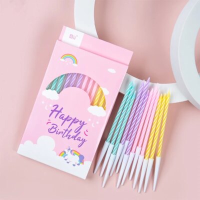 Bougies "Joyeux Anniversaire" – Lot de 12 bougies épaisses et colorées