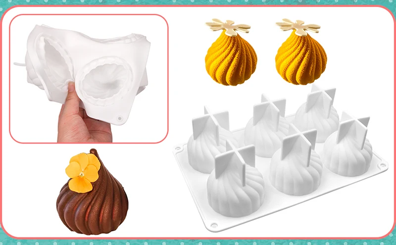 Moule en Silicone 3D en Spirale pour Pâtisserie de Gâteau, Oignon, Mousse, Conte Russe, Dessert Français, Chocolat, Truffe, Bougie, Outils de Crème Glacée