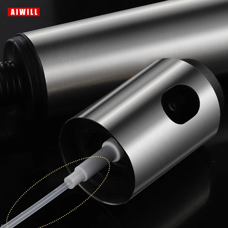 AIWILL 100ML acier inoxydable pulvérisateur d'huile d'olive vaporisateur bouteille vaporisateur cuisine huile de cuisson Spray BBQ huile peut 1 pc