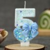 Bougie Chiffre d’Anniversaire avec Nœud Bleu – 0 à 9