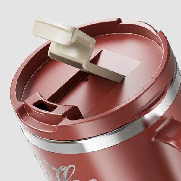 Tasse à Café Isotherme avec Poignée & Couvercle – Acier Inoxydable Double Paroi