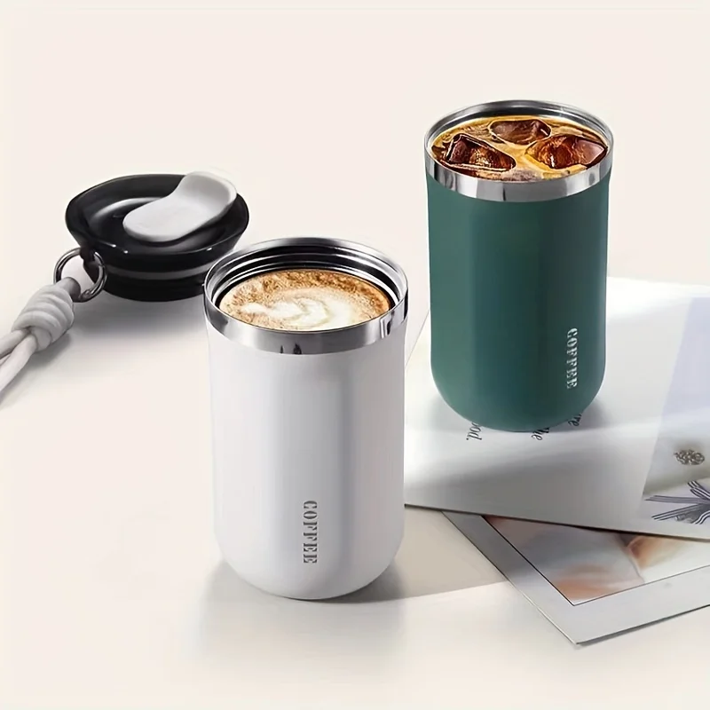 Tasse à café en acier inoxydable de 350ml, Double paroi, isolée sous vide, couvercle étanche, Portable pour voyage, bureau, nouveauté 2025