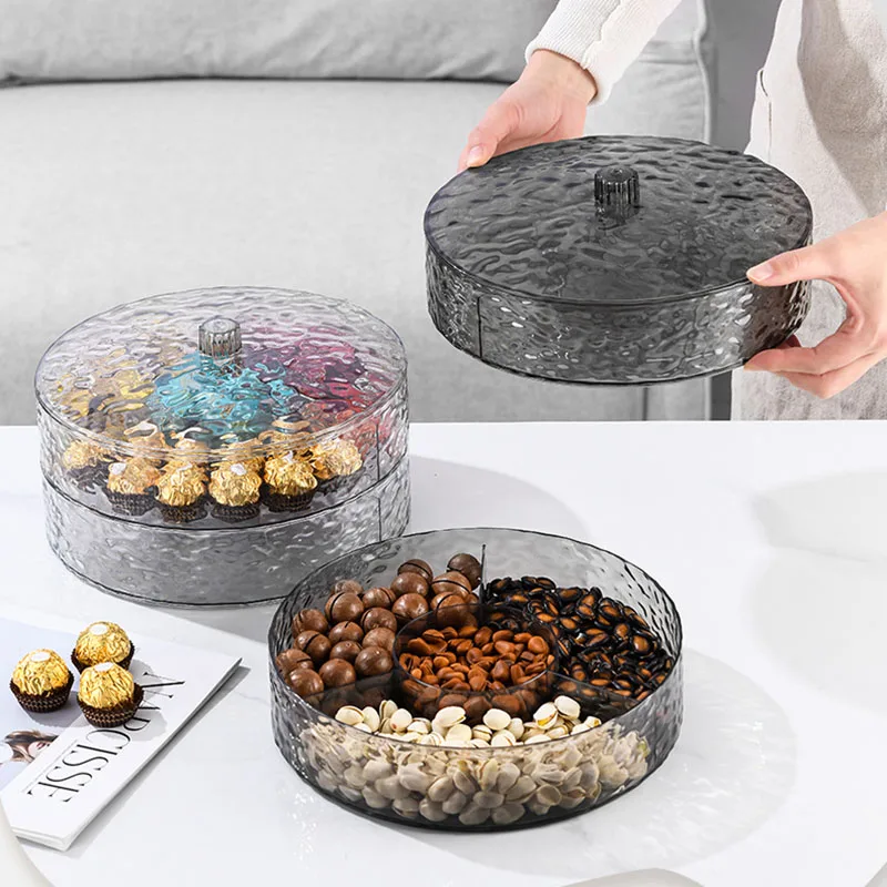 Assiette à fruits empilée multicouche, assiette à noix d'esprit ère épaissie, boîte de rangement pour collation de graines de melon, boîte à bonbons