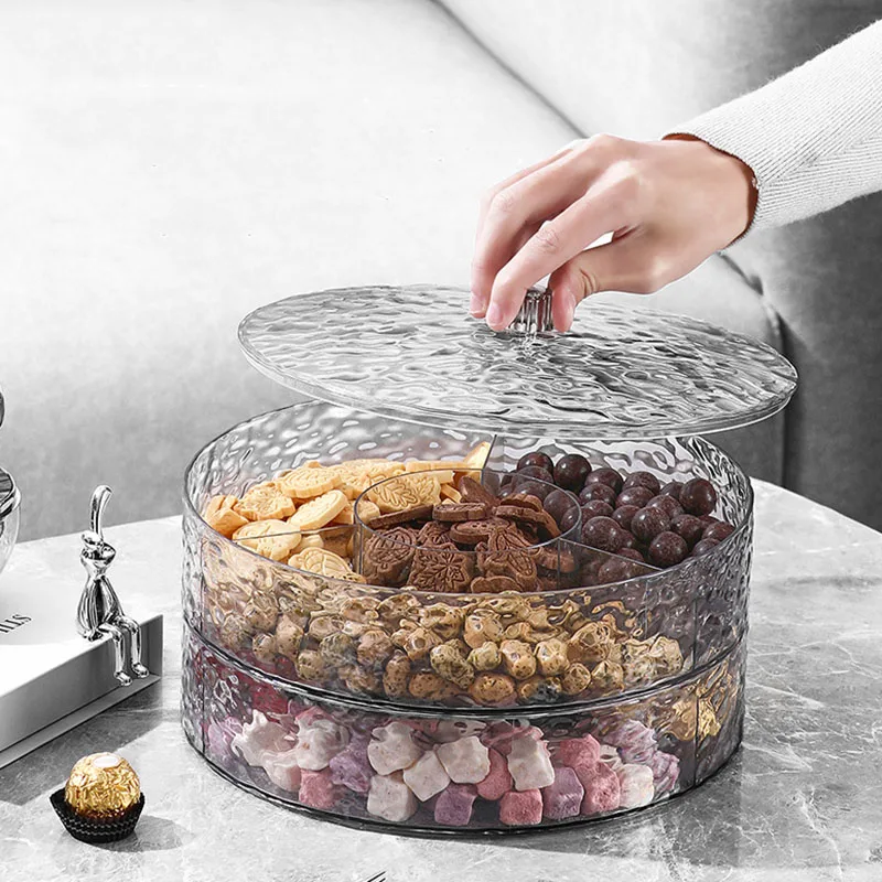 Assiette à fruits empilée multicouche, assiette à noix d'esprit ère épaissie, boîte de rangement pour collation de graines de melon, boîte à bonbons
