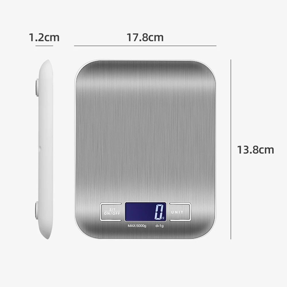 Nouveau 5kg/1g balance de cuisine Portable café balance électronique Surface en acier inoxydable LCD rétro-éclairé cuisine balances alimentaires outil de pesage