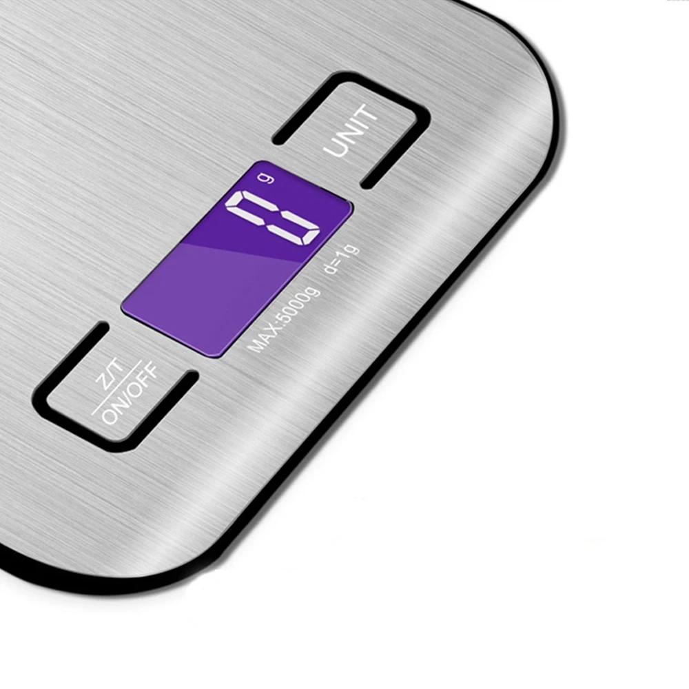 Nouveau 5kg/1g balance de cuisine Portable café balance électronique Surface en acier inoxydable LCD rétro-éclairé cuisine balances alimentaires outil de pesage