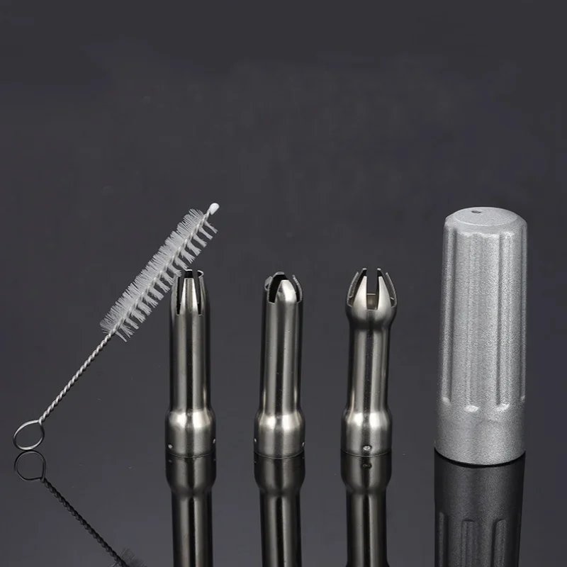 Pistolet à Crème en Acier Inoxydable avec 3 Têtes de Décoration, Siphon, Bouteille à Presser, 1 Livre, Brosse, 500/1000ml
