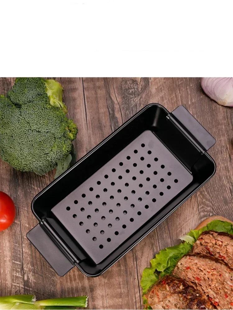 Moule métallique, poêle à pain de viande professionnelle, four antiadhésif, poêle à pain rectangulaire avec support d'insertion, outil de cuisson du pain