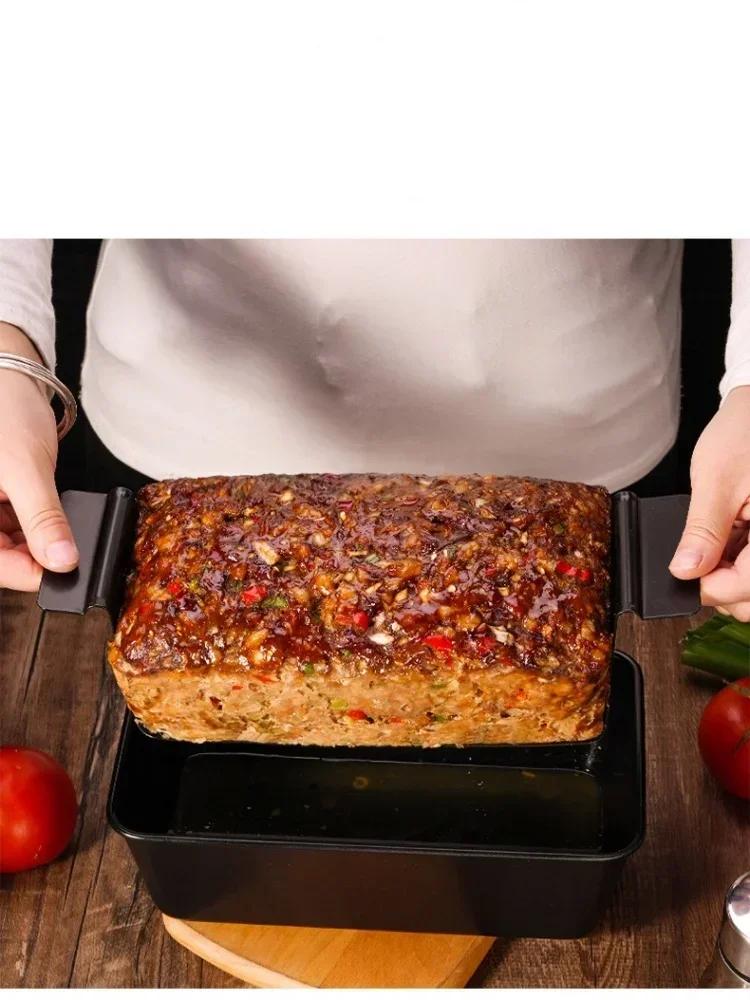 Moule métallique, poêle à pain de viande professionnelle, four antiadhésif, poêle à pain rectangulaire avec support d'insertion, outil de cuisson du pain