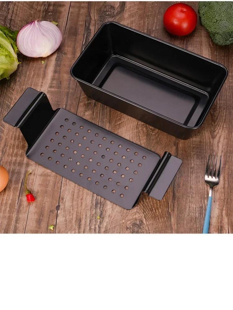 Moule métallique, poêle à pain de viande professionnelle, four antiadhésif, poêle à pain rectangulaire avec support d'insertion, outil de cuisson du pain