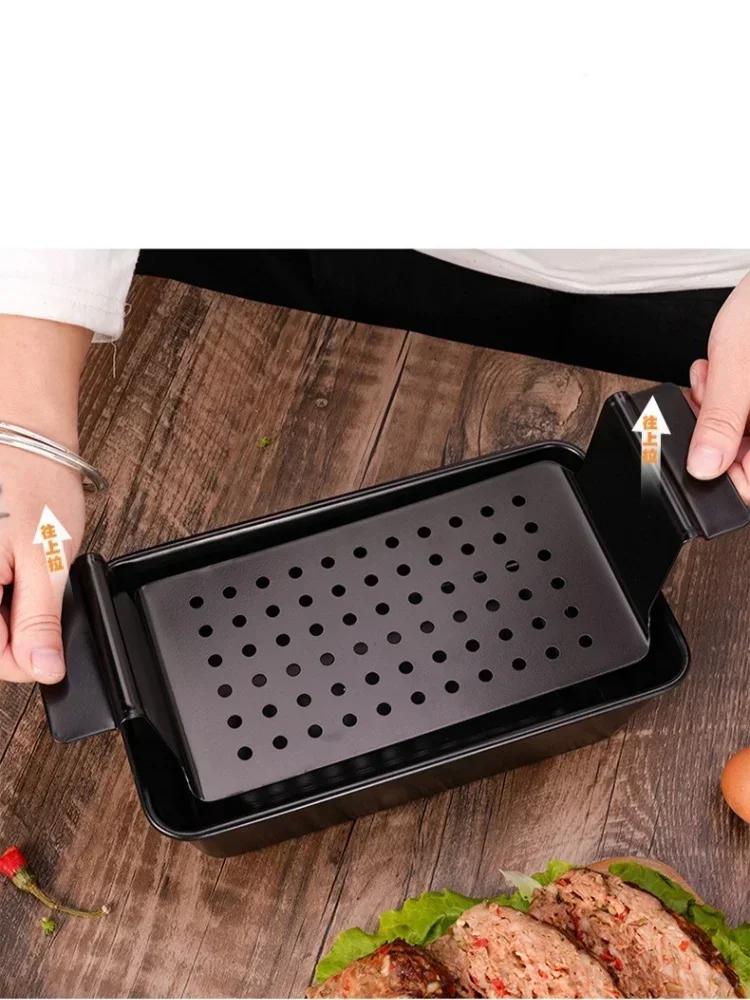 Moule métallique, poêle à pain de viande professionnelle, four antiadhésif, poêle à pain rectangulaire avec support d'insertion, outil de cuisson du pain