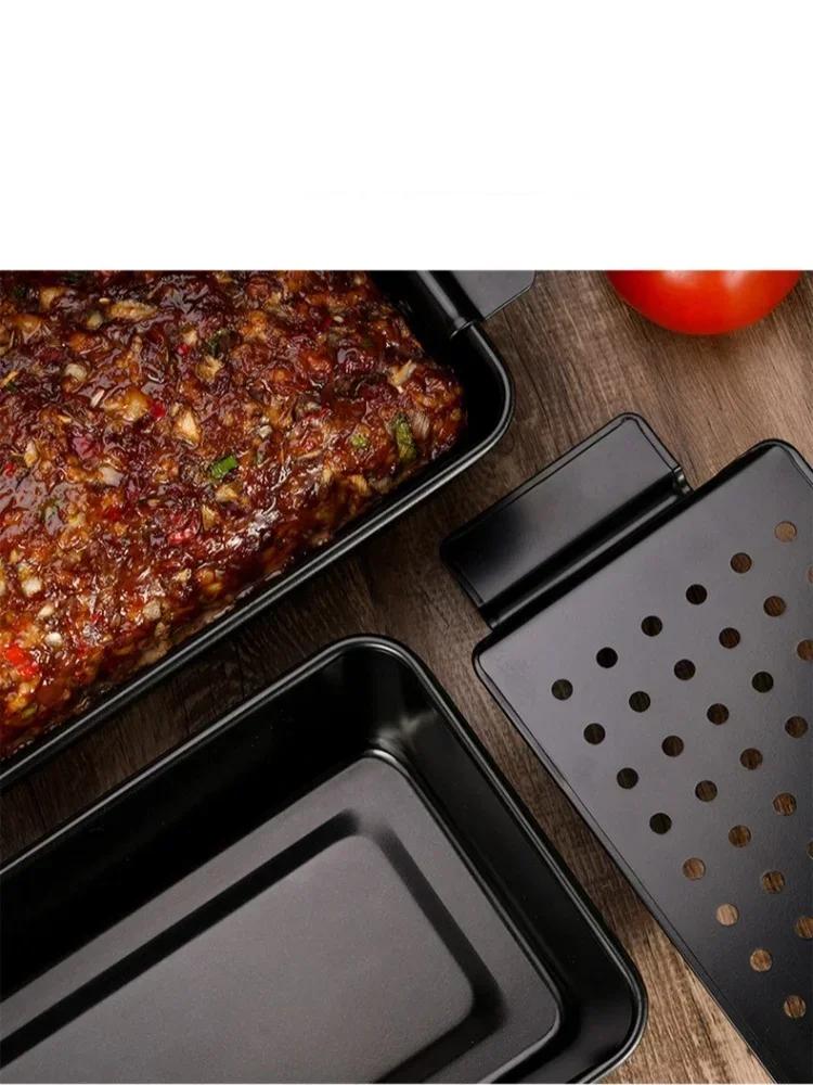 Moule métallique, poêle à pain de viande professionnelle, four antiadhésif, poêle à pain rectangulaire avec support d'insertion, outil de cuisson du pain