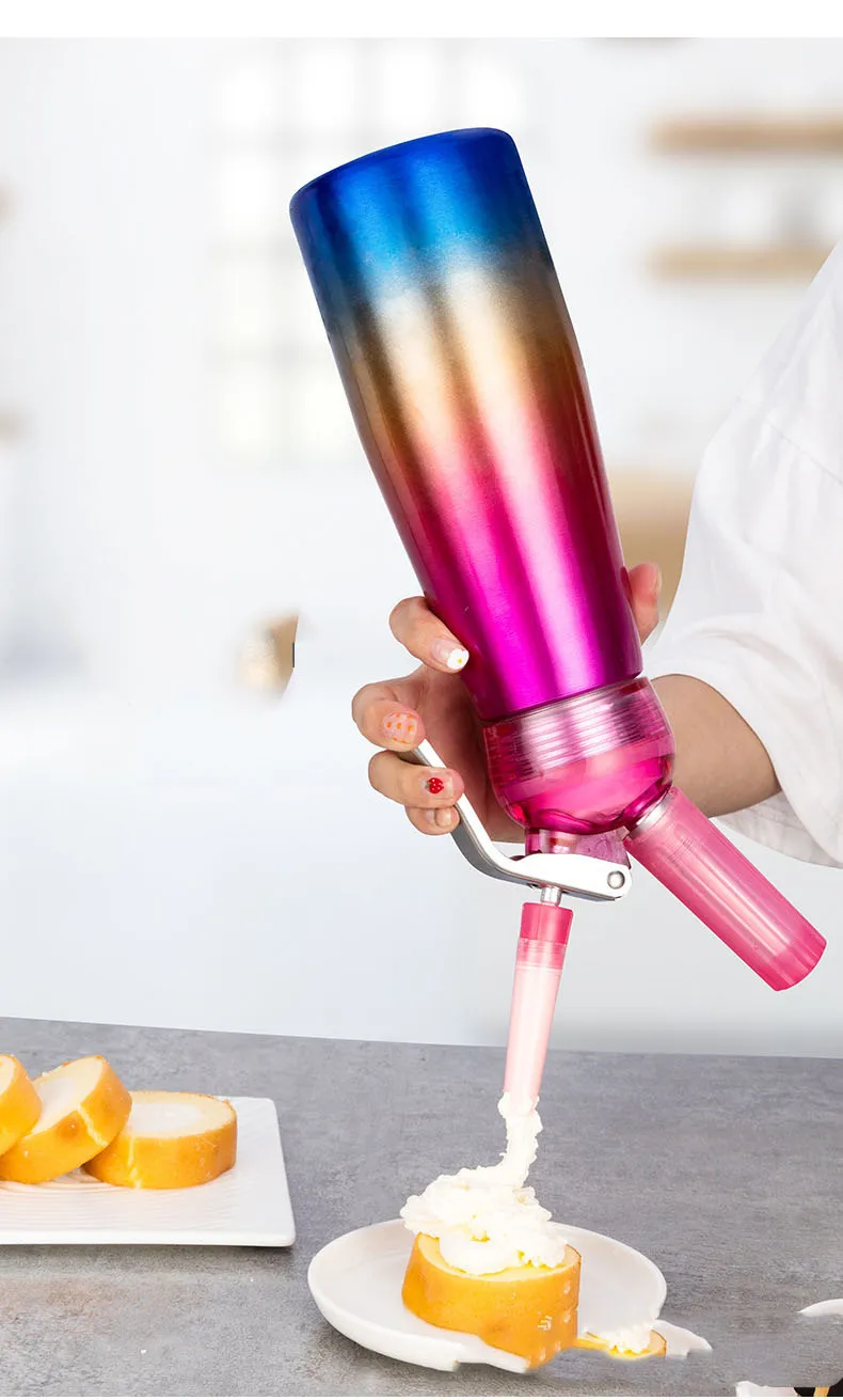 Distributeur de crème fouettée, 250/500ml, ustensile de cuisine, pour faire mousser les desserts, avec buses, compte-gouttes, coffret cadeau