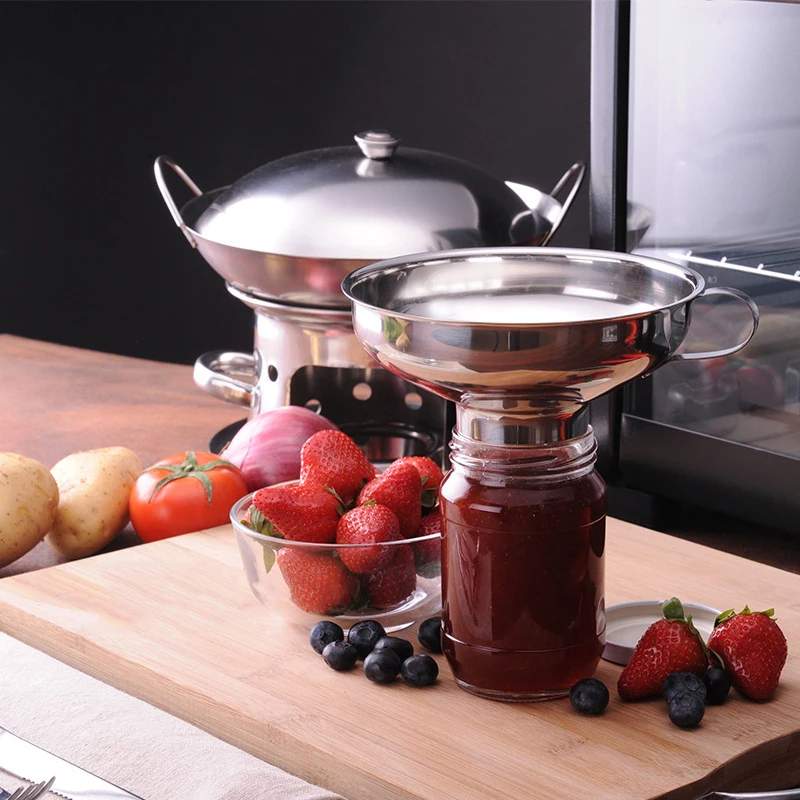Entonnoir à large ouverture pour bocaux, en acier inoxydable, pour liquide, huile, vin, eau, épices, outils de cuisine, Gadgets