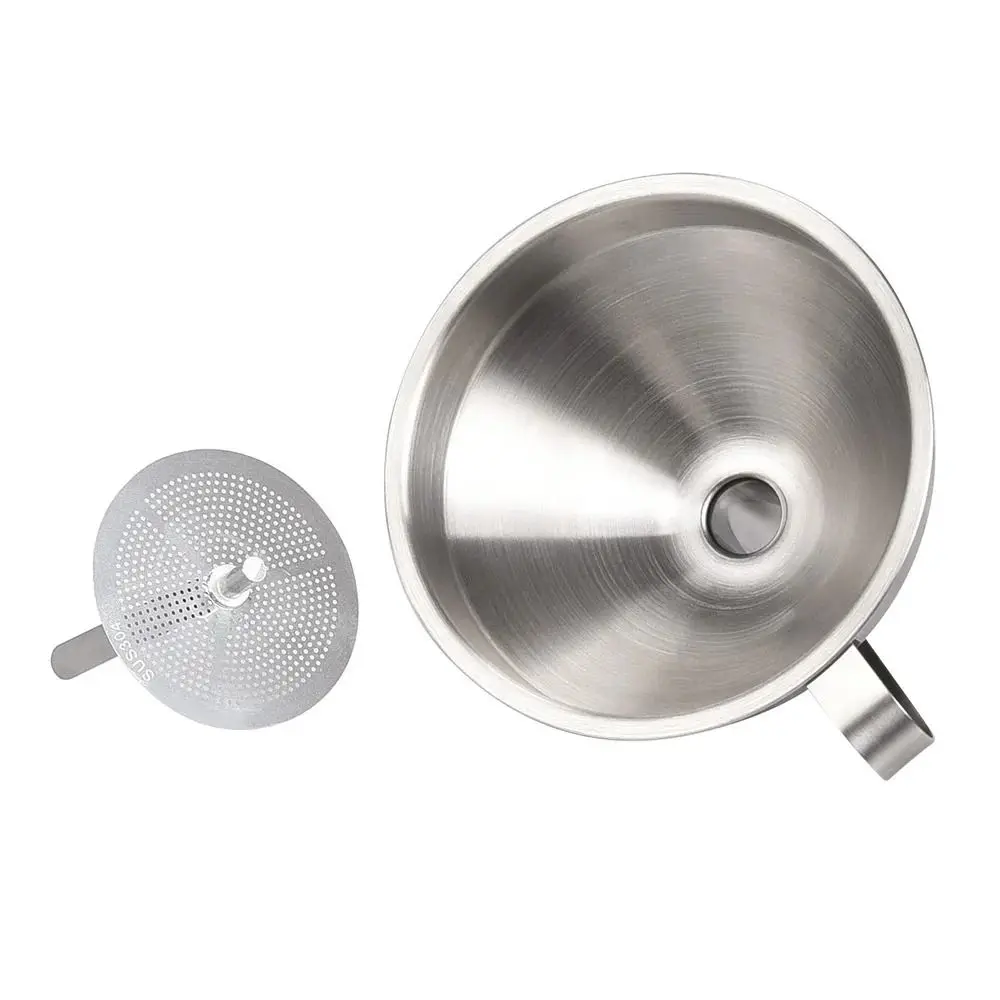 Entonnoir en acier inoxydable avec poignées, huile de cuisine, liquide, métal, filtre amovible, large bouche, outils de mise en conserve Entonnoir en acier inoxydable avec poignées, huile de cuisine, liquide, métal, filtre amovible, large bouche, outils de mise en conserve