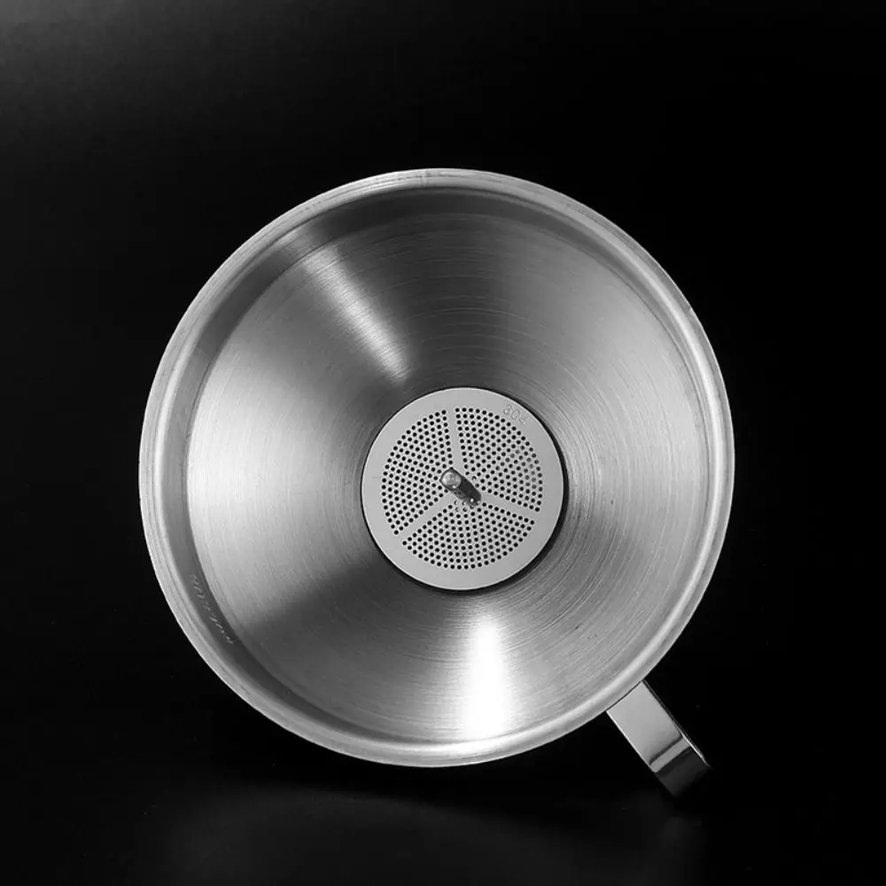 Entonnoir en acier inoxydable avec poignées, huile de cuisine, liquide, métal, filtre amovible, large bouche, outils de mise en conserve