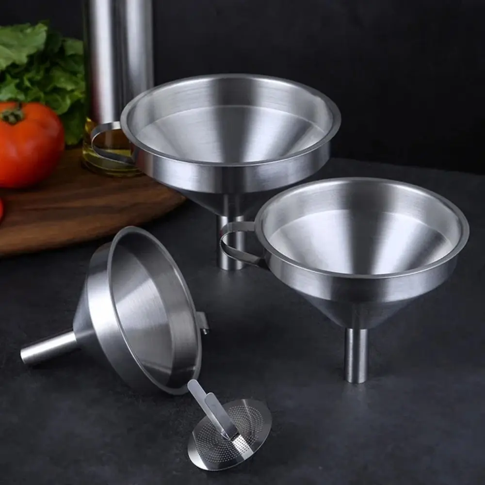 Entonnoir en acier inoxydable avec poignées, huile de cuisine, liquide, métal, filtre amovible, large bouche, outils de mise en conserve Entonnoir en acier inoxydable avec poignées, huile de cuisine, liquide, métal, filtre amovible, large bouche, outils de mise en conserve