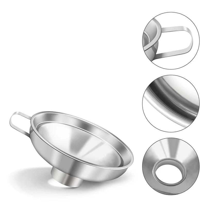 Entonnoir de mise en conserve à large bouche en acier inoxydable, 2 tailles, très populaire, pour pansement de salade, entonnoir liquide, filtre à trémie, outils de cuisine, Gadgets