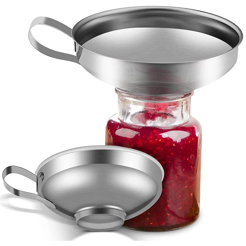 Entonnoir de mise en conserve à large bouche en acier inoxydable, 2 tailles, très populaire, pour pansement de salade, entonnoir liquide, filtre à trémie, outils de cuisine, Gadgets