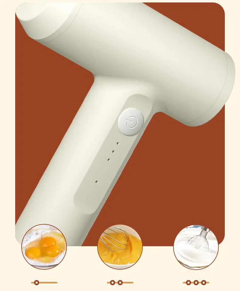 Batteur à oeufs électrique fouet alimentaire portable Rechargeable 3 vitesses batteur à oeufs pâte de cuisson gâteau crème mélangeur cuisine outils de cuisine