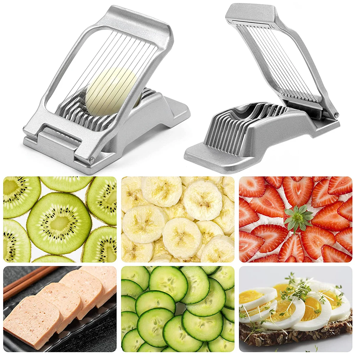 Coupe-œufs en métal en acier inoxydable, trancheuse à œufs, coupe manuelle, jambon, pièce plus lente, Harvey, fruits mous, gadgets de cuisine
