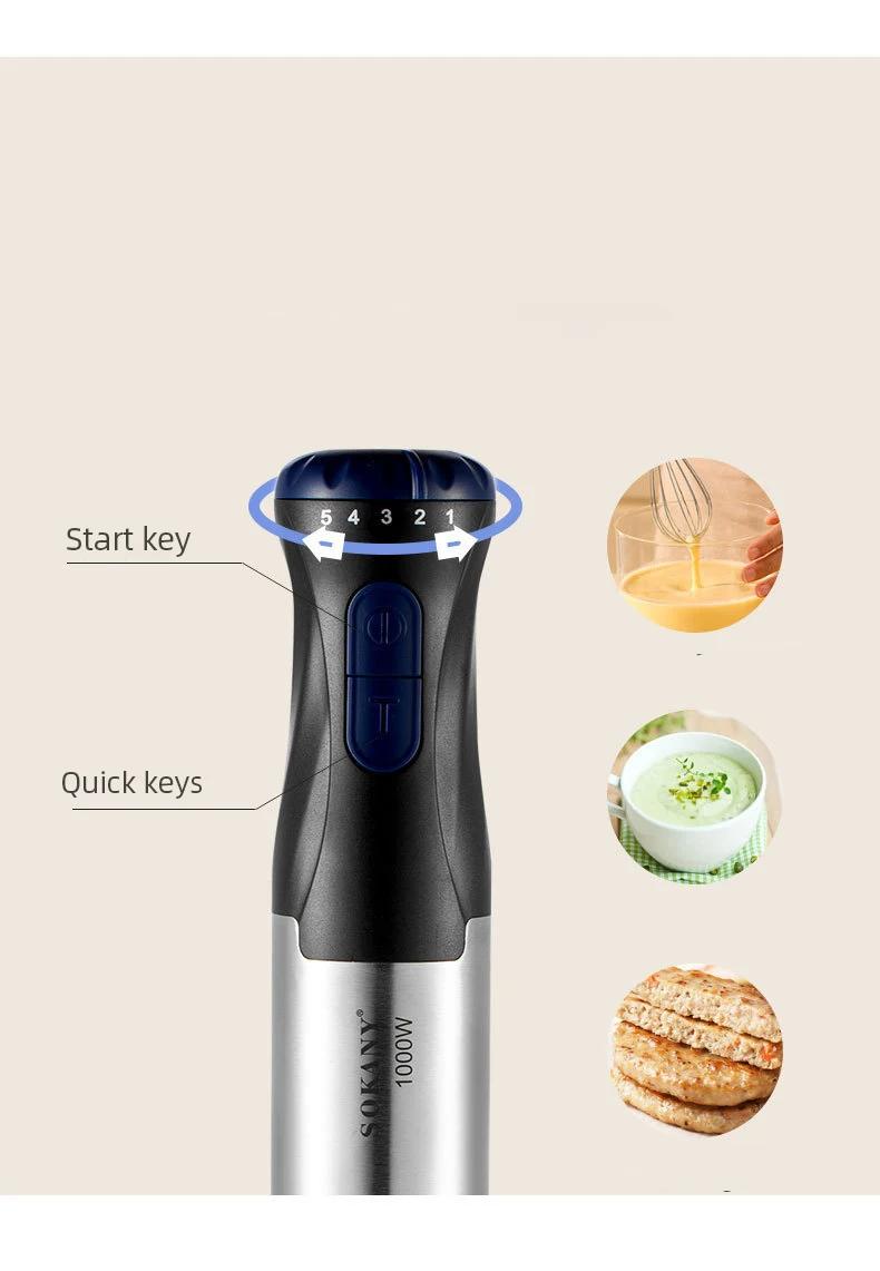Mélangeur à immersion de cuisine en acier inoxydable, hachoir à légumes, hachoir à viande, fouet à œufs, anciers à savoir SmUnvétérans wn, centre commercial, 4 en 1, 1000W