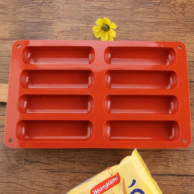 Moule à biscuits en Silicone à 8 cavités, à Long doigt, pour Tiramisu, Mousse, outil de cuisson de gâteaux, bricolage, bonbons français faits maison, moule de cuisson au chocolat