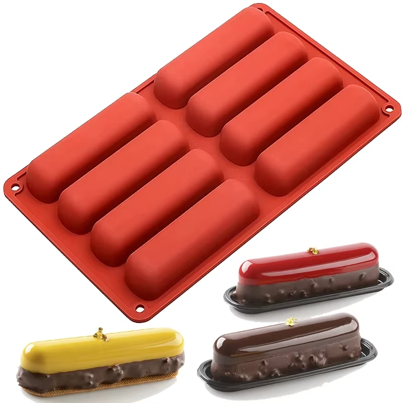 Moule à biscuits en Silicone à 8 cavités, à Long doigt, pour Tiramisu, Mousse, outil de cuisson de gâteaux, bricolage, bonbons français faits maison, moule de cuisson au chocolat