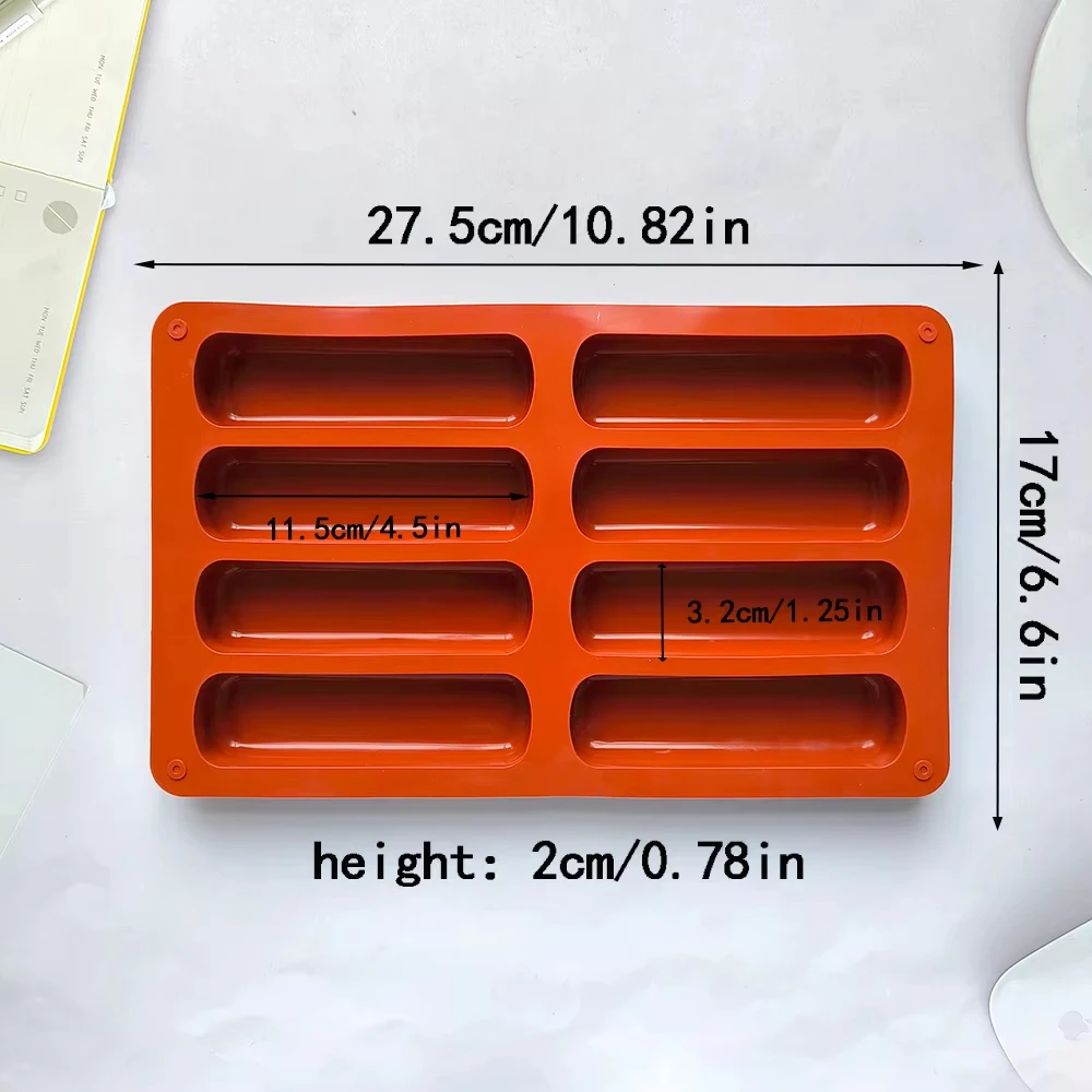 Moule à biscuits en Silicone à 8 cavités, à Long doigt, pour Tiramisu, Mousse, outil de cuisson de gâteaux, bricolage, bonbons français faits maison, moule de cuisson au chocolat