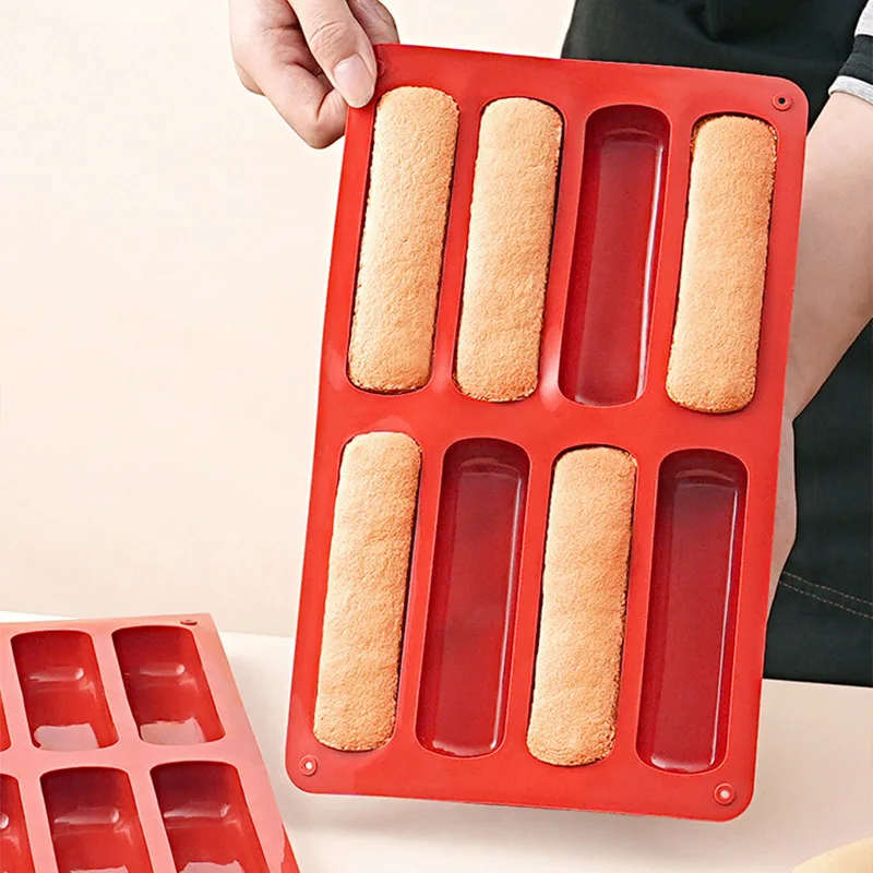 Moule à biscuits en Silicone à 8 cavités, à Long doigt, pour Tiramisu, Mousse, outil de cuisson de gâteaux, bricolage, bonbons français faits maison, moule de cuisson au chocolat