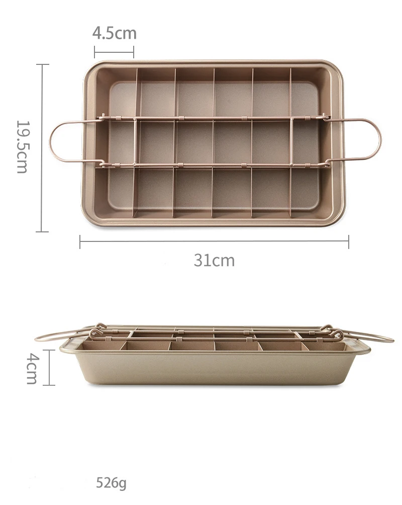 Moule à Brownie carré, outils de cuisson épais, outils de cuisine durables et pratiques