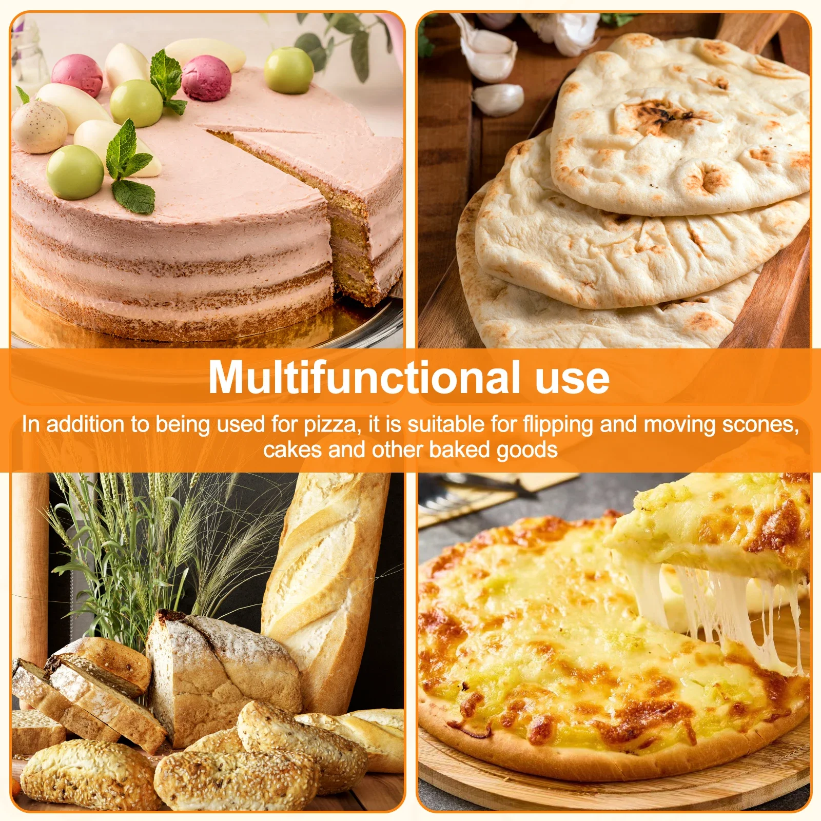 Pelle à Pizza antiadhésive de 6.5/12 pouces, outils de transfert de levage de gâteaux avec manche en bois pour la cuisson du pain, des cuisines à Pizza, accessoires