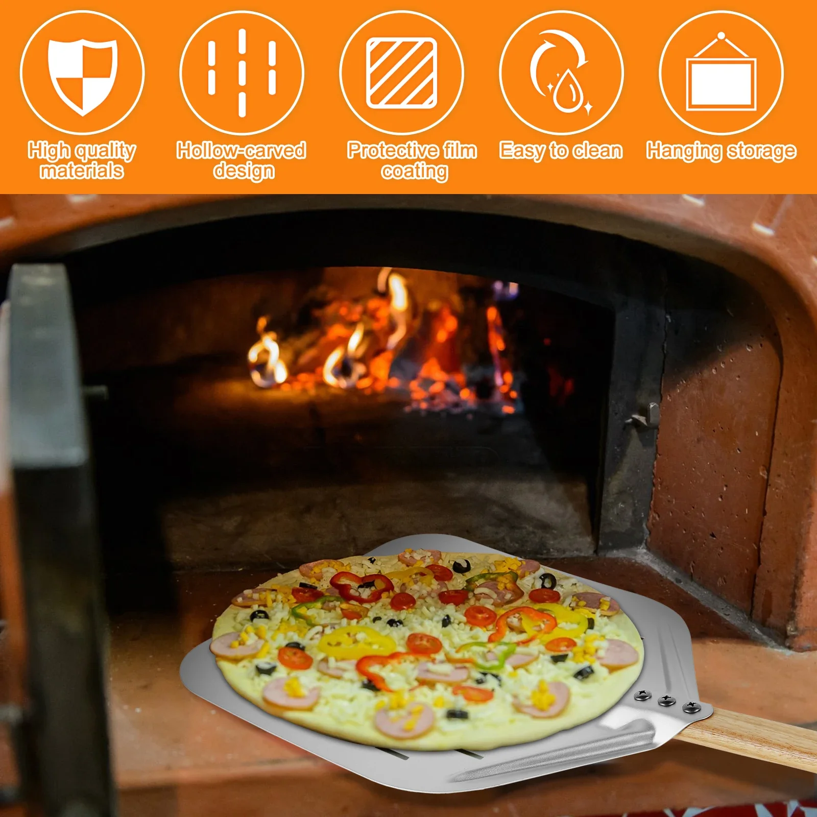 Pelle à Pizza antiadhésive de 6.5/12 pouces, outils de transfert de levage de gâteaux avec manche en bois pour la cuisson du pain, des cuisines à Pizza, accessoires