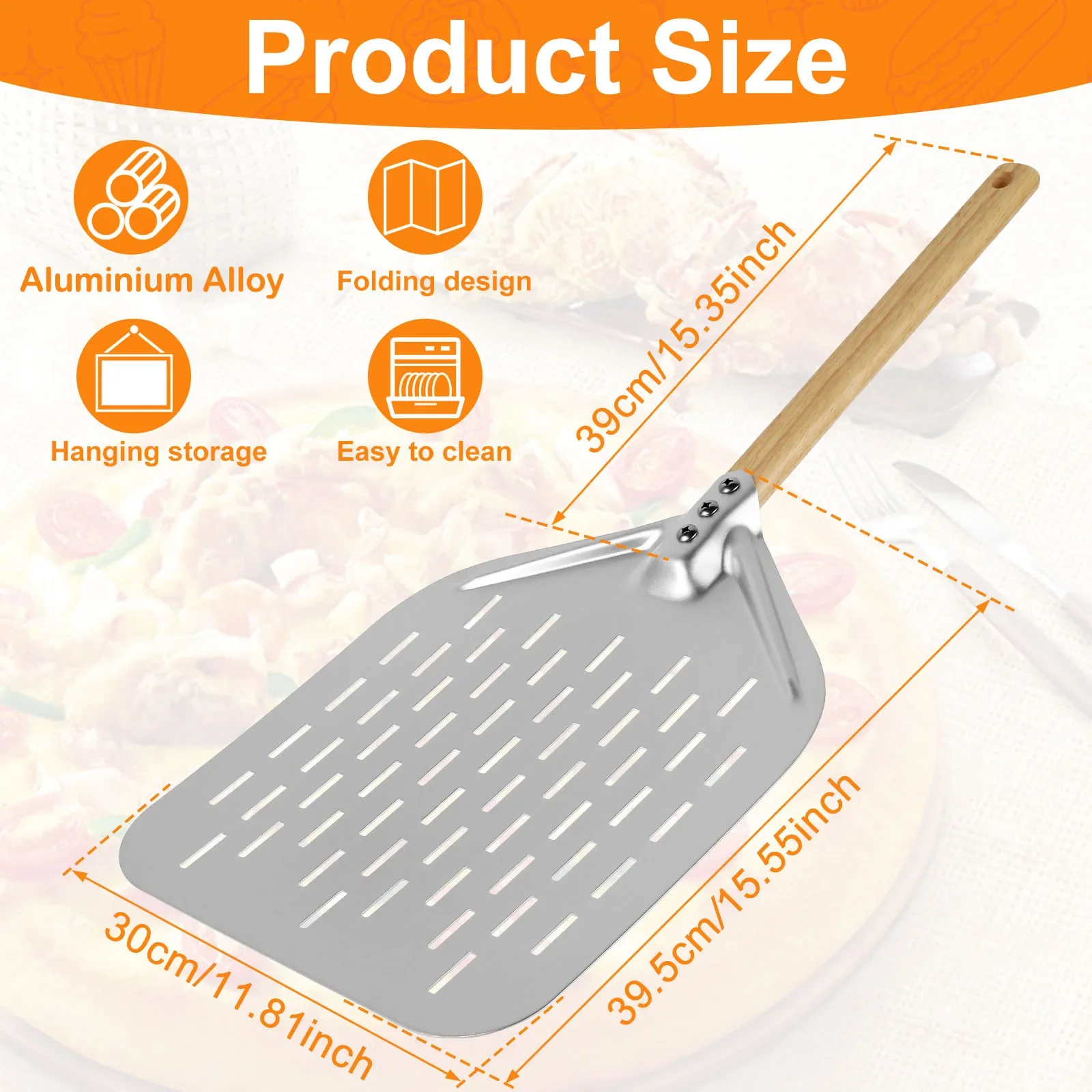 Pelle à Pizza antiadhésive de 6.5/12 pouces, outils de transfert de levage de gâteaux avec manche en bois pour la cuisson du pain, des cuisines à Pizza, accessoires