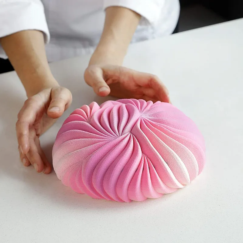 Moule à gâteau rond en Mousse pour la cuisson de grandes Dunes, moule en Silicone, perles géométriques 3D, outils de pâtisserie pour chocolat, accessoires de cuisine