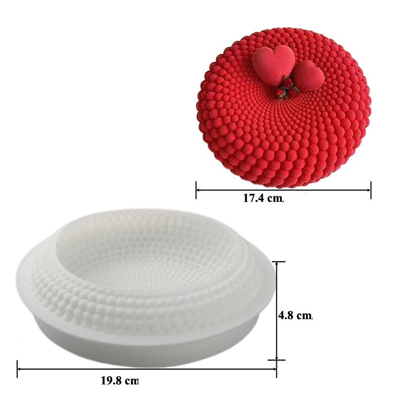 Moule à gâteau rond en Mousse pour la cuisson de grandes Dunes, moule en Silicone, perles géométriques 3D, outils de pâtisserie pour chocolat, accessoires de cuisine