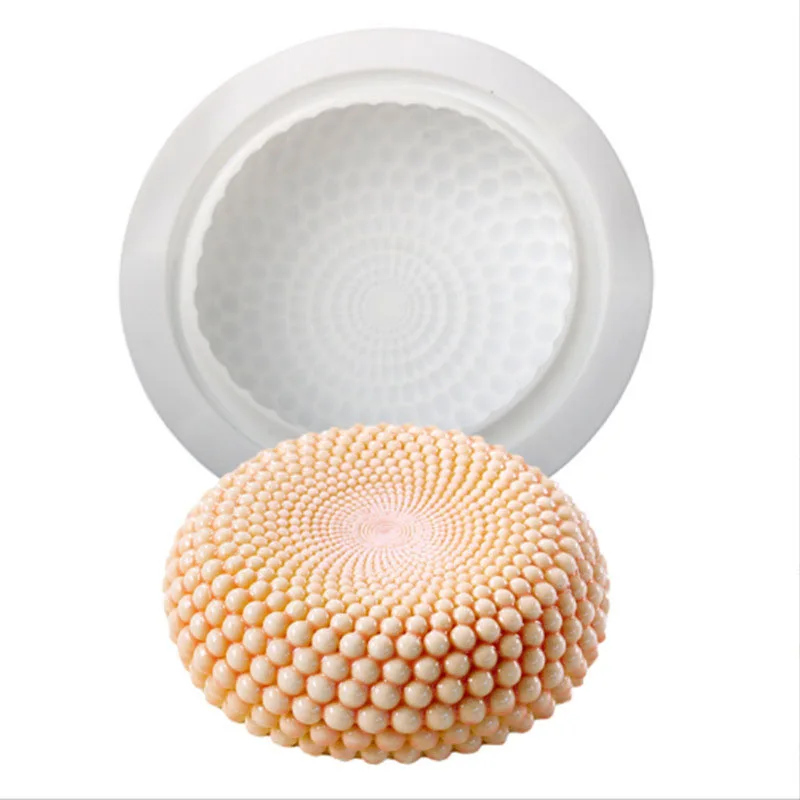 Moule à gâteau rond en Mousse pour la cuisson de grandes Dunes, moule en Silicone, perles géométriques 3D, outils de pâtisserie pour chocolat, accessoires de cuisine