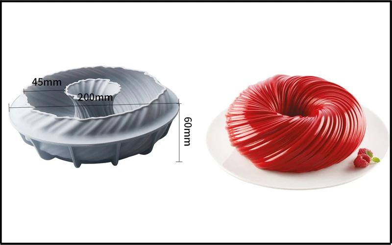 Meibum spirale beignet français Dessert Silicone gâteau moule maison fête chocolat Mousse pâtisserie moule décoration plateau outils de cuisson