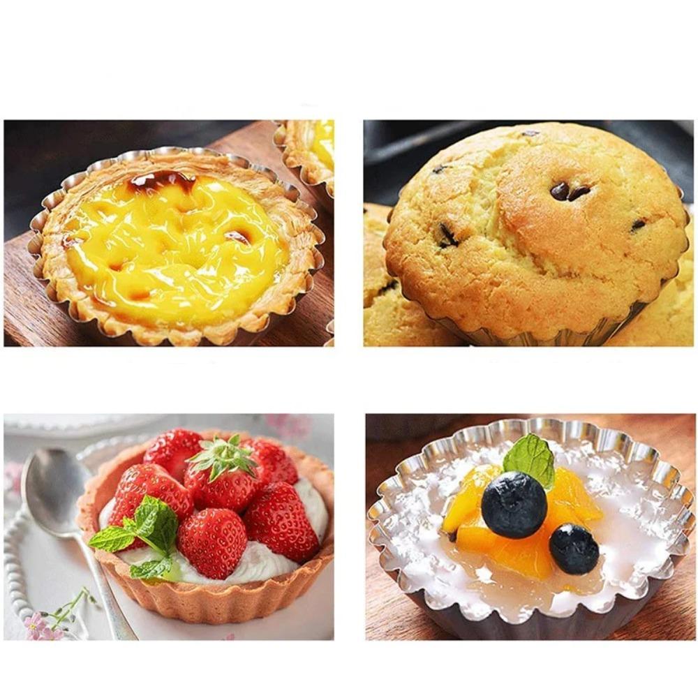 Moule à tarte aux œufs réutilisable en acier inoxydable, 10 pièces, Cupcake, œuf, biscuits, Pudding, outils astry, accessoires de cuisson