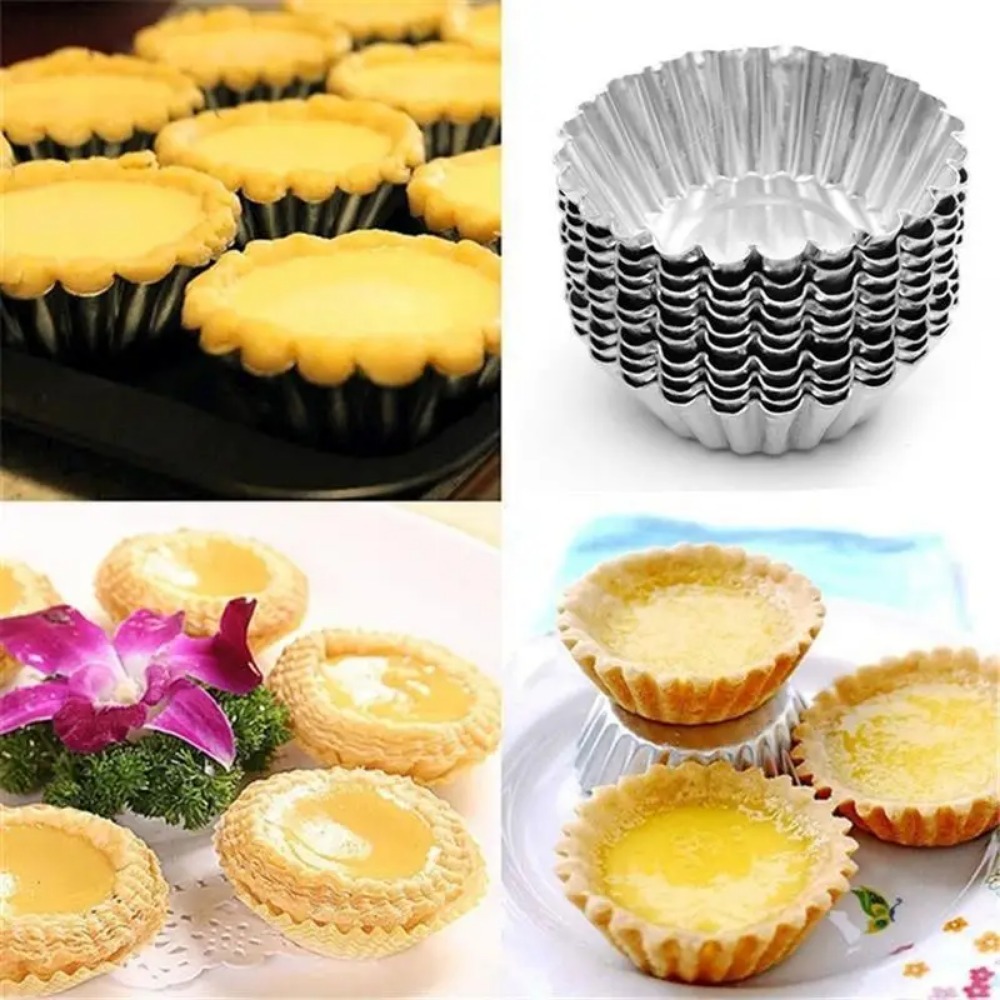 Moule à tarte aux œufs réutilisable en acier inoxydable, 10 pièces, Cupcake, œuf, biscuits, Pudding, outils astry, accessoires de cuisson