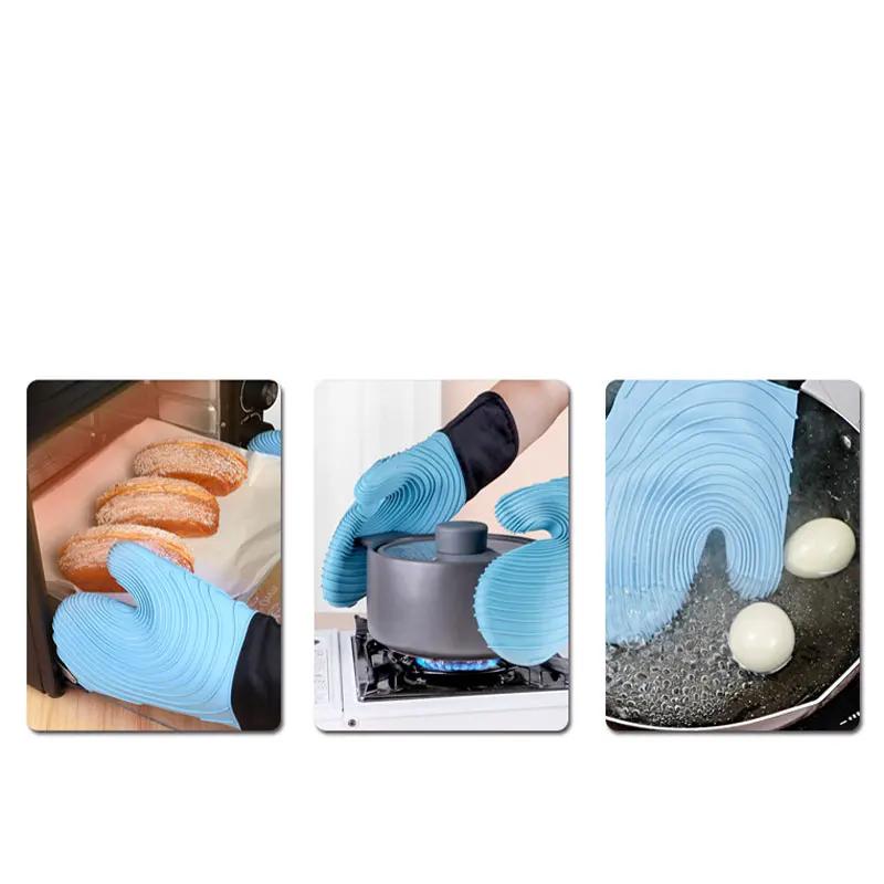 Ensemble de gants de four flexibles en Silicone, pour la cuisine, essentiels de cuisine, gants professionnels Extra longs résistants à la chaleur, fournitures de cuisson