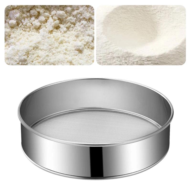 Tamis à farine rond professionnel en acier inoxydable, 60 mailles, à mailles fines, filtre multifonctionnel, outil de pâtisserie, 4 pièces/ensemble