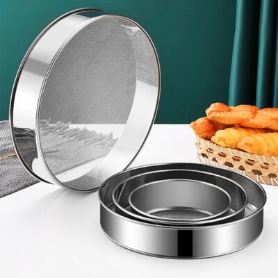 Tamis à Farine Rond Professionnel en Acier Inoxydable – Ensemble de 4 Pièces